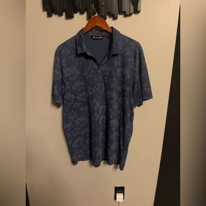 TravisMathew Men’s Polo Shirt XL Blue Floral Performance Golf Shirt